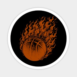 Flaming Basketball Magnet